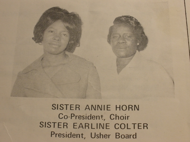 Annie Horn, and Earline Colter